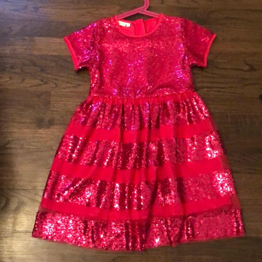 name it Red sequin party dress